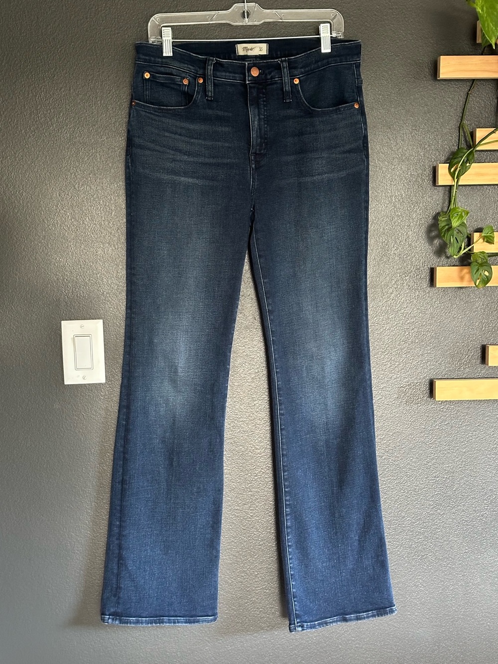 Madewell High Rise Bootcut Flare Jeans Size 30 Dark Wash Stretch Denim